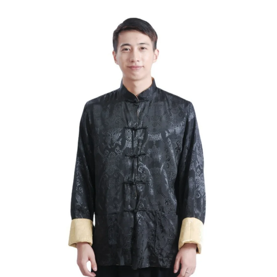 

Tang Suit for Men Double-sided Jacket Chinese Silk Dress Cultural Clothing China Collar Shirt Traditional Chinese Clothing Male