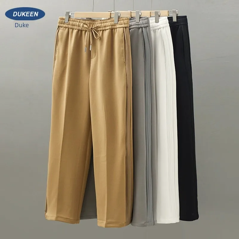 

EN American Straight Casual Men, Spring And Autumn Air Cotton HigH Street Splicing SportS Pants, Wide Leg Pants For Men