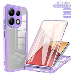 360 Full Shockproof Clear Case with Screen Protection Cover for NOTE12 PRO 5G (Purple)