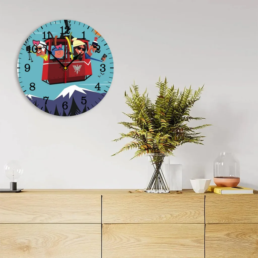

Val D'Isere poster Wall Clock Easy to Read Wall Mounted Clock With Silent for Home Decor