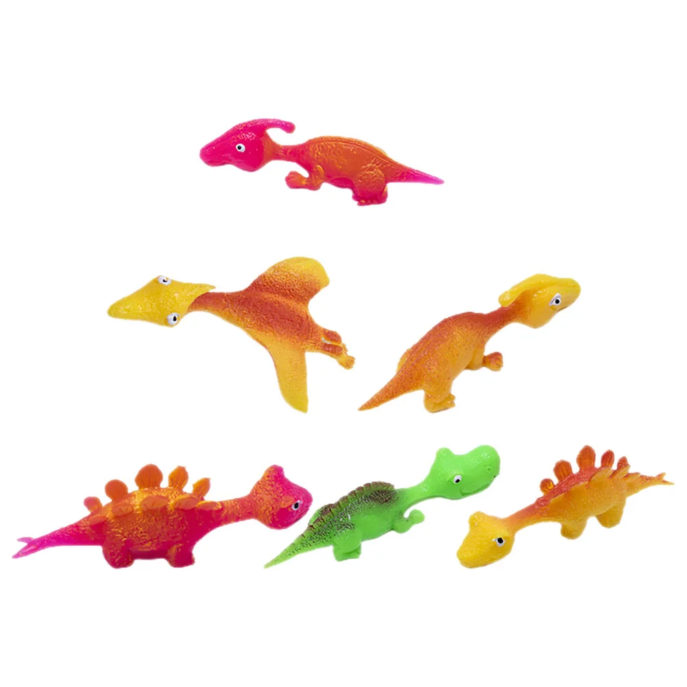 

6 Pcs Toys Novelty Slingshot Stretchable Animal Educational Flying Flick Finger Soft Rubber Dinosaur Playthings