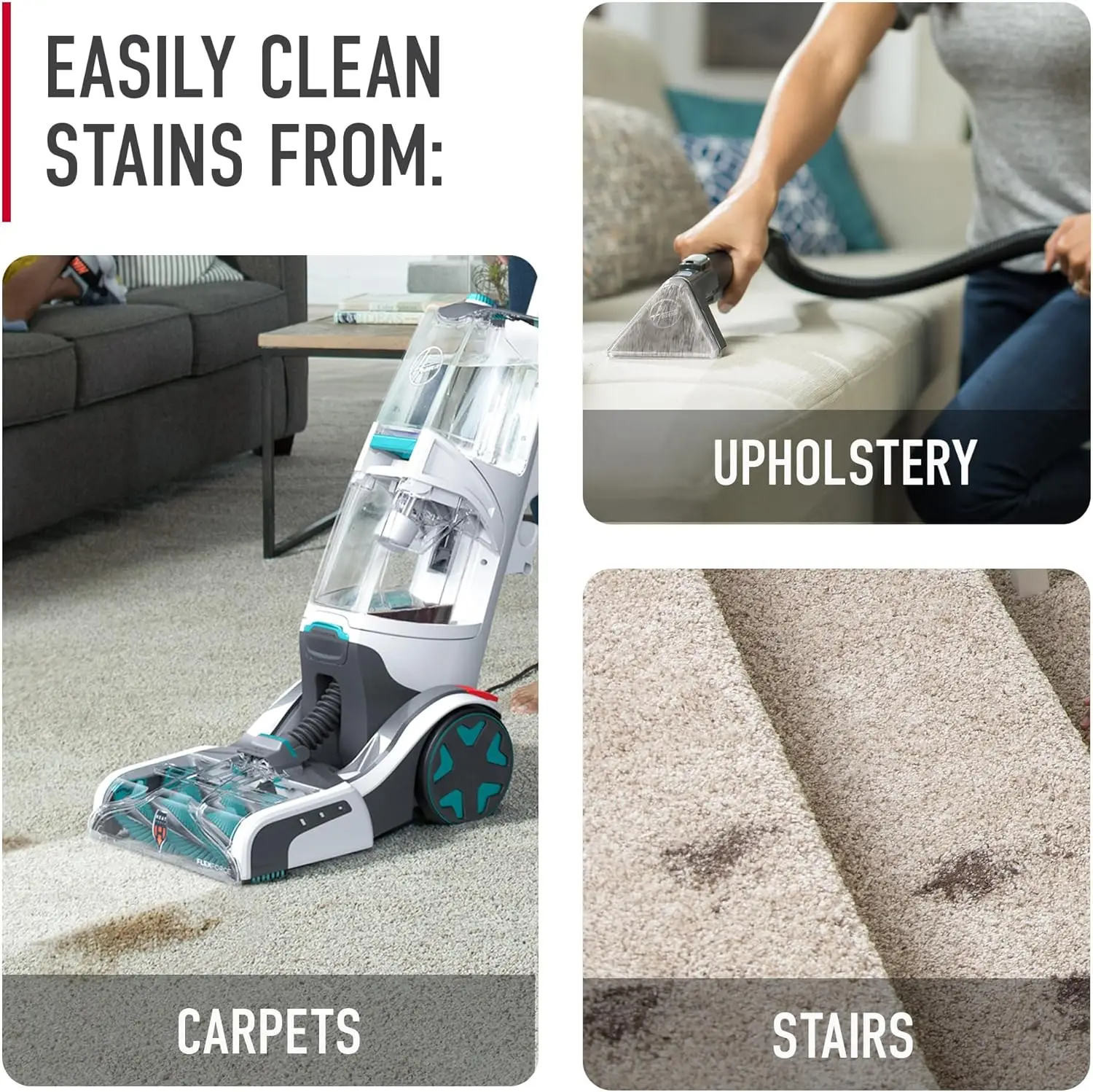 SmartWash+ Automatic Carpet Cleaner Machine for Carpet and Upholstery, Deep Cleaning Carpet Shampooer Machine, Pair with 5