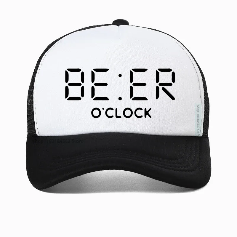 

Funny BEER OCLOCK Print Men Dad hat Cool Summer man women Adjustable Mesh breathable Trucker hats Casquette Baseball Cap