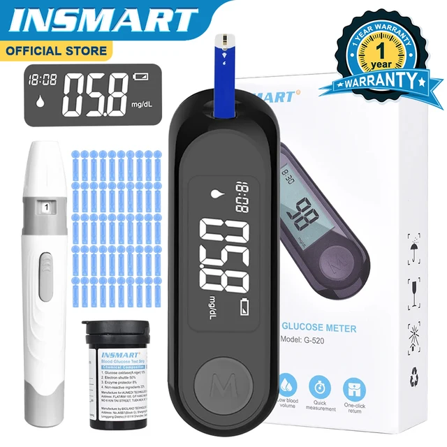 INSMART Blood Glucose Meter Glucometer Kit Diabetes Tester 50 Test Strips Lancets Medical Blood Sugar Meter