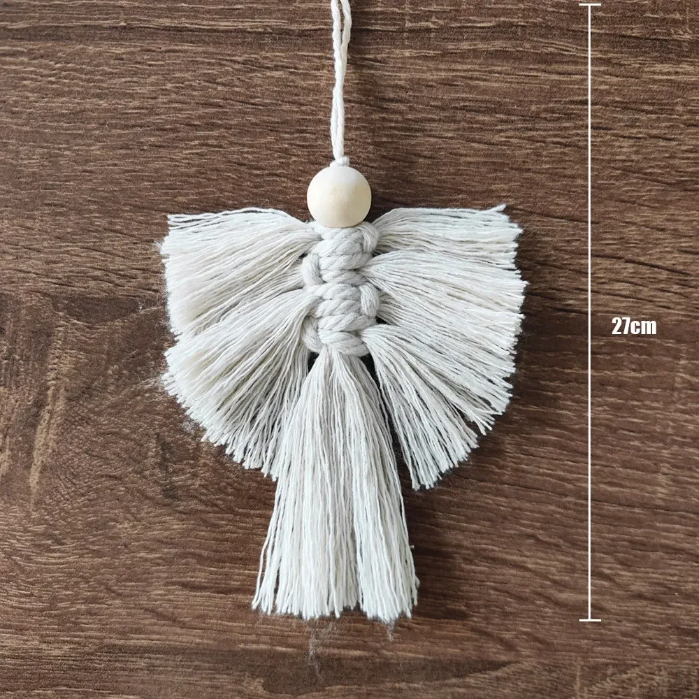 Boho Wall Hanging Ornament Decor Jute Rope Hand Woven Pendant Christmas Angel Pendant Christmas Decorations for Home Navidad