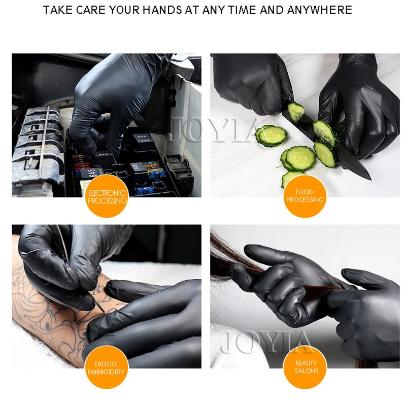 Black Disposable Nitrile Gloves 50 100pcs Latex Powder Free Small Medium Large Pink Tattoo Glove Work Kitchen Cooking XS XL disposable gloves nitrile gloves