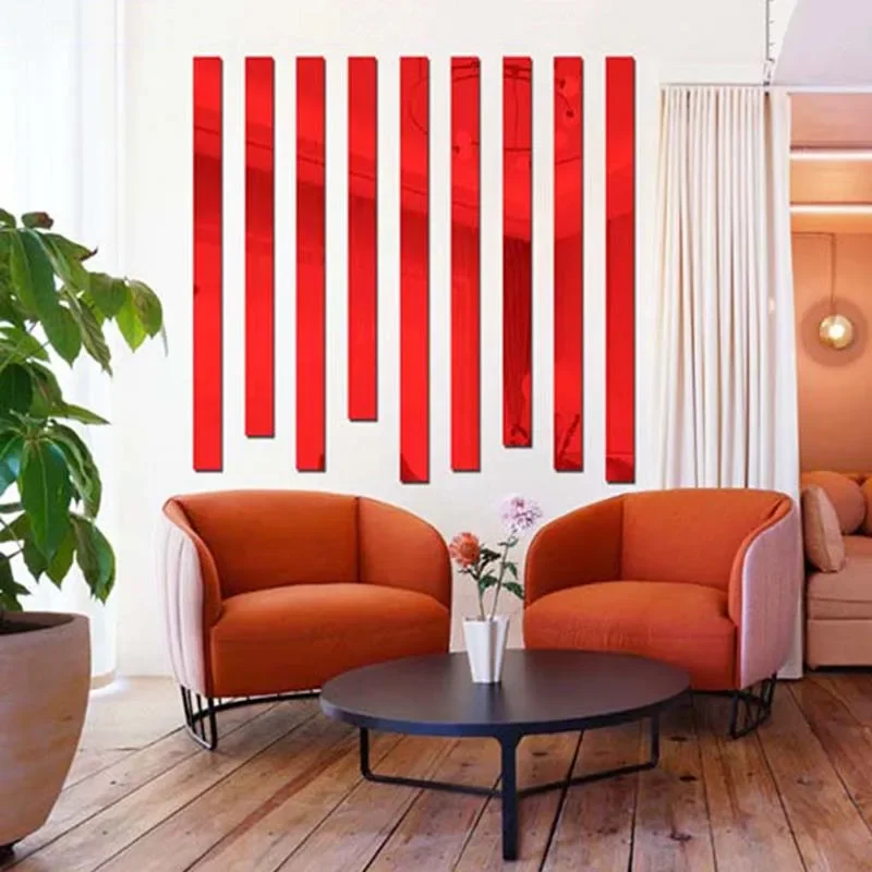 1/10pcs Acrylic Mirror Wall Stickers Living Room Self-adhesive Decoration Lines Background Wall Ceiling Edge Strip Home Sticker