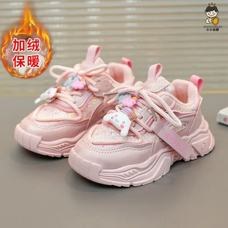 

Cinnamoroll Kuromi Anime Kawaii Sanrio Fleece Sports Shoes Autumn Winter Cute Cartoon Cotton Sneakers Lovely Toys for Kids