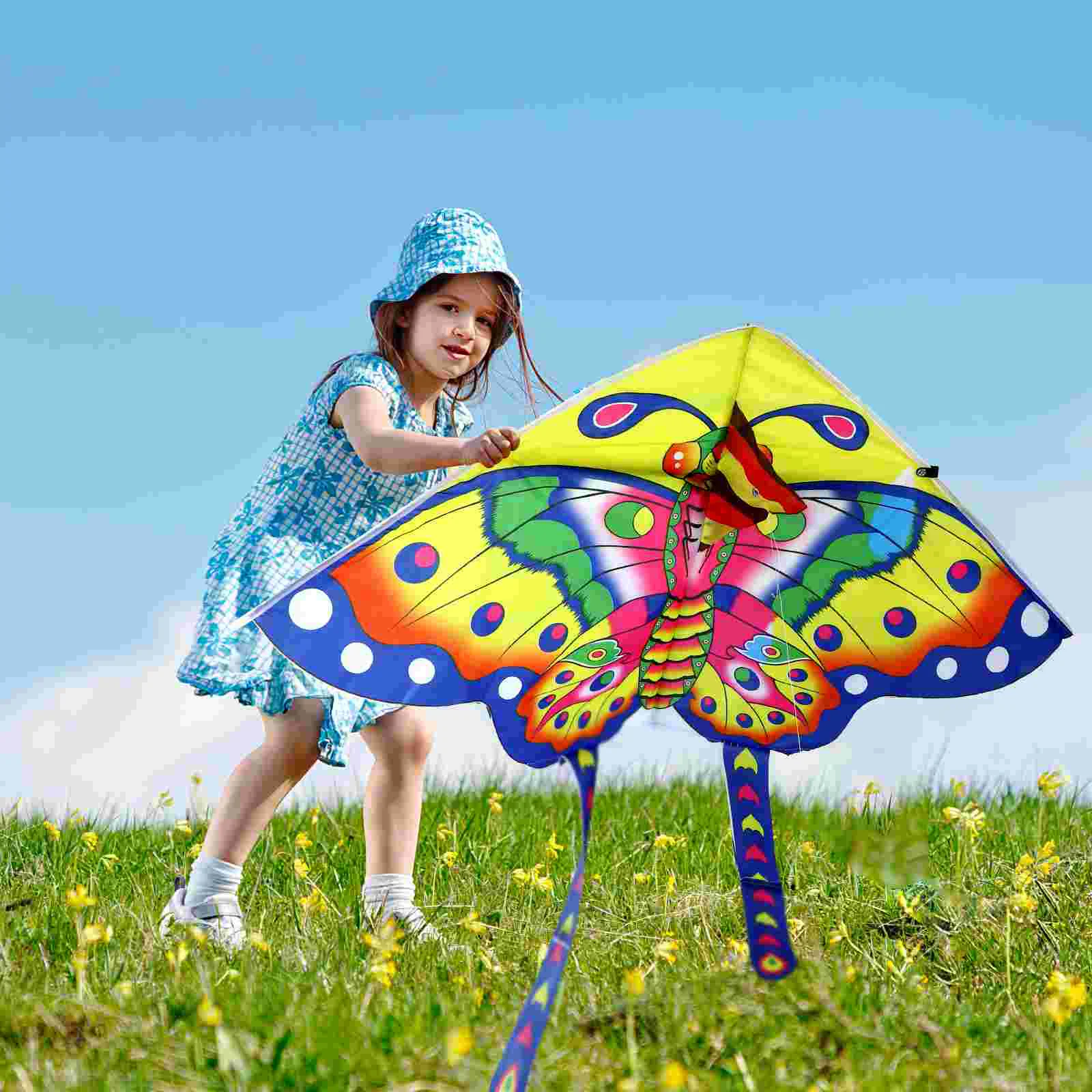 8 Sets Kite Childrens Toys Children’s Outdoor Games Kids Boy Butterflies Colorful for Triangle Rainproof Silk 2