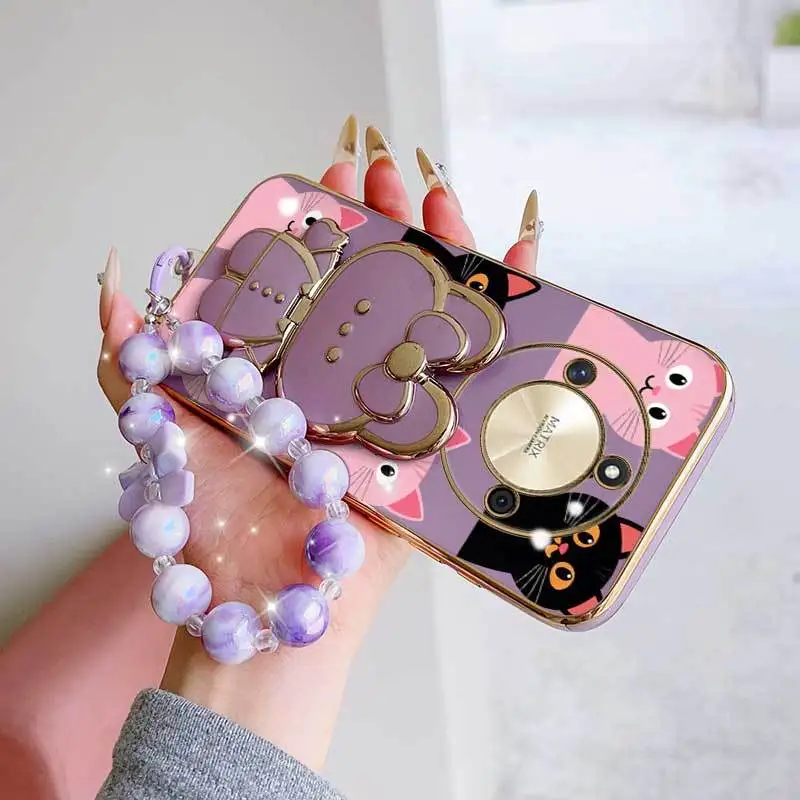3-Piece Pink Heart Phone Case Set with Lanyard and Stand