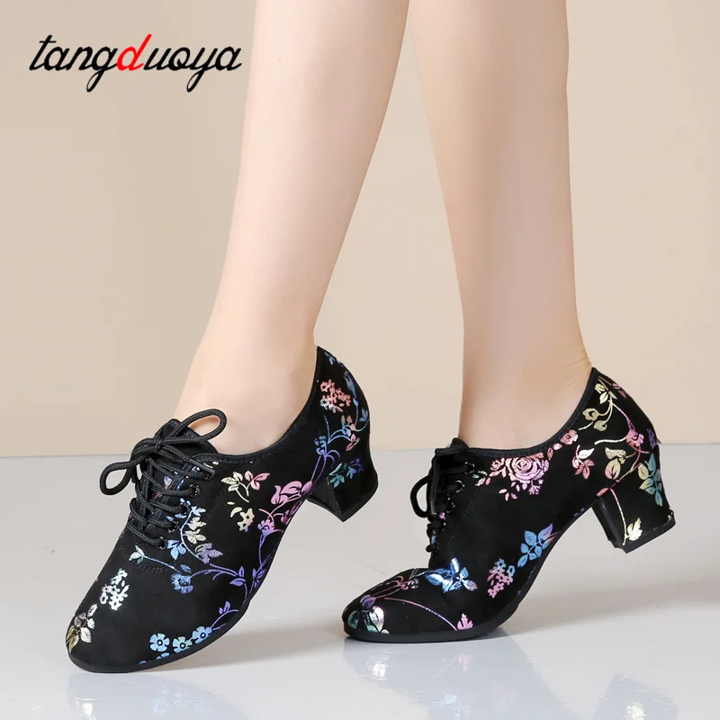 New Latin Dance Shoes Tango Salsa Girls Woman Adult Modern Ballroom Dance Shoes Teacher Shoes 3.5/5cm Oxford Sneakers 2