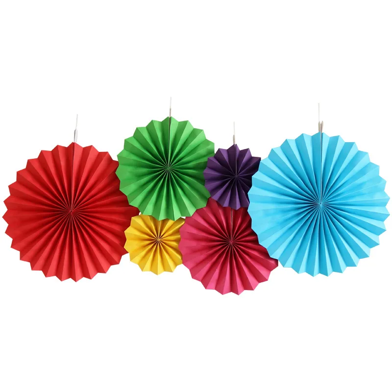 6pcs/set Decorative Wedding DIY Wheel Tissue Paper Hanging Fans Flowers Craft For Birthday Party Wedding Baby Shower Decoration