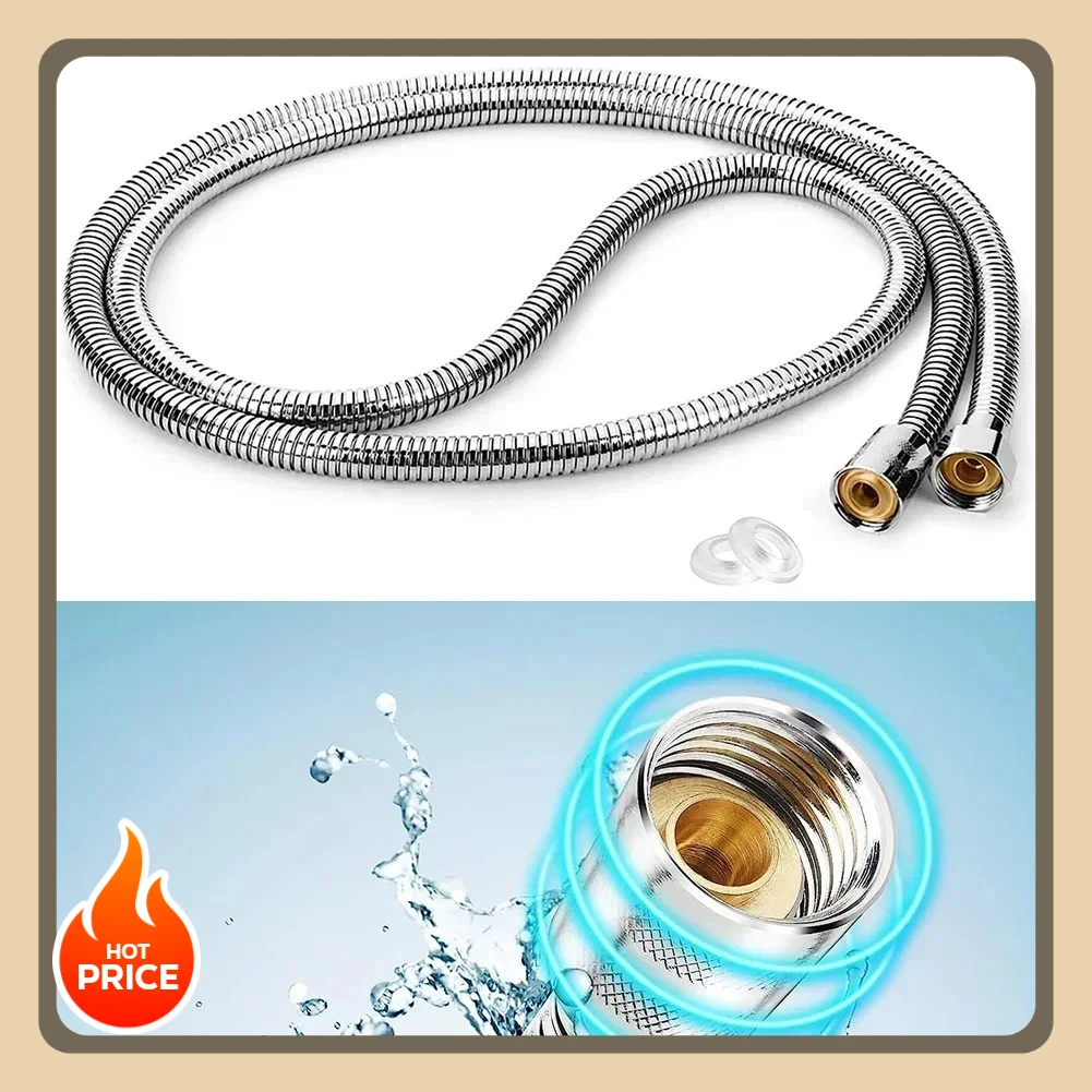 สายฝักบัวสแตนเลสแบบยืดได้ 1.5 เมตร (1 ชิ้น) - ท่อส่งน้ำแบบยืดหยุ่น ใช้งานได้จริง อะไหล่เปลี่ยนสำหรับห้องน้ำ 1