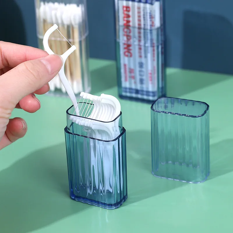 1PCS Portable Floss Storage Box Transparent Drawer Organizer Cotton Swab  Band Aid Toothpick Sorting Box With Lid Small Organizer