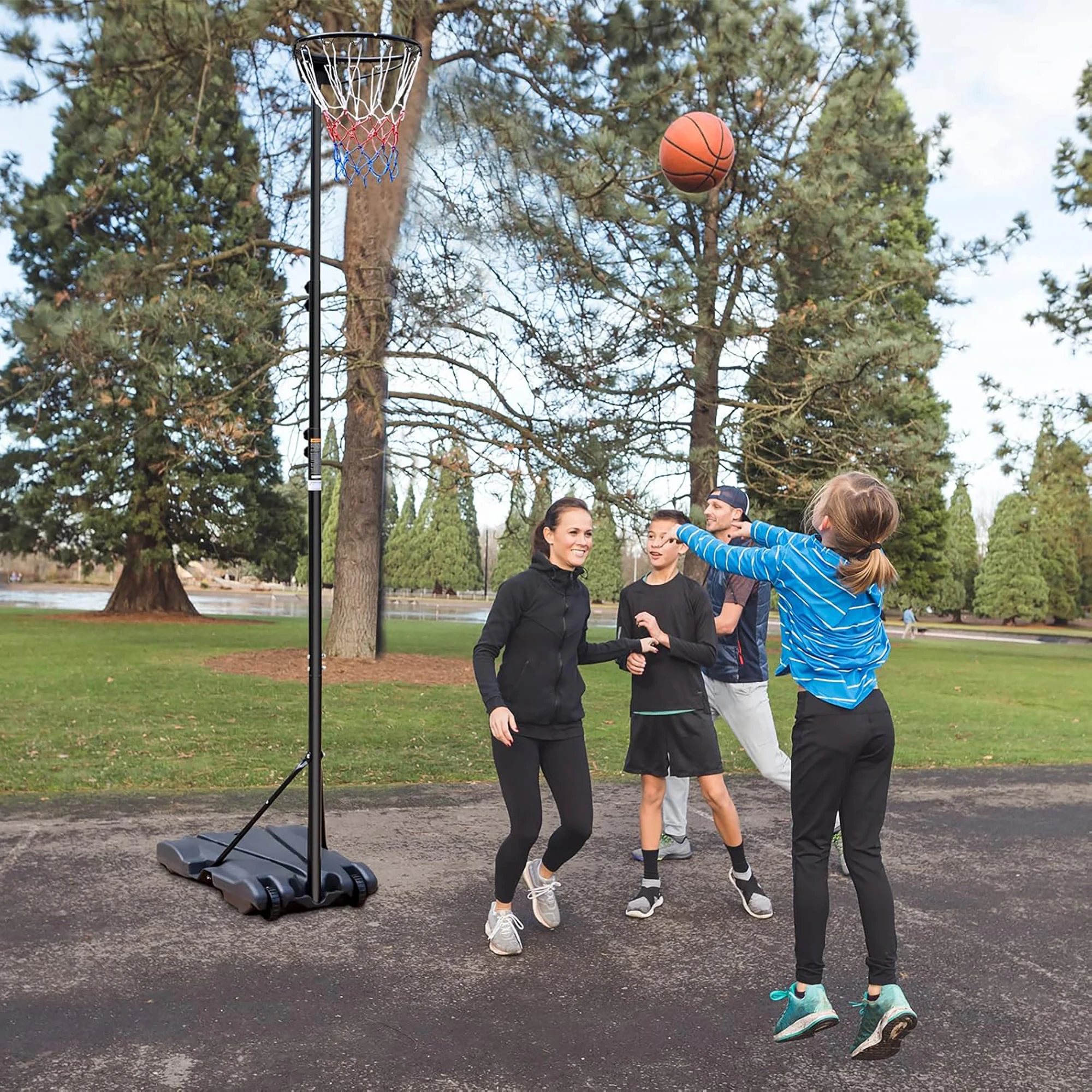 Tragbarer Basketballkorb, höhenverstellbar ab 259,08 – 304,8 cm, ohne Rückwand, geeignet für den Innen- und Außenbereich – Detail 7
