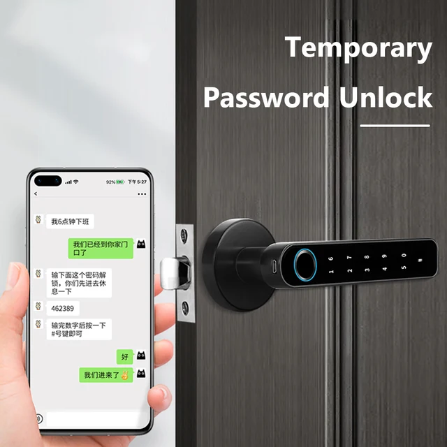 Bluetooth-compatible Electronic Door Lock with 2 Keys Smart Door Lock Keyless Entry Fingerprint Security Handle Lock for Bedroom 6