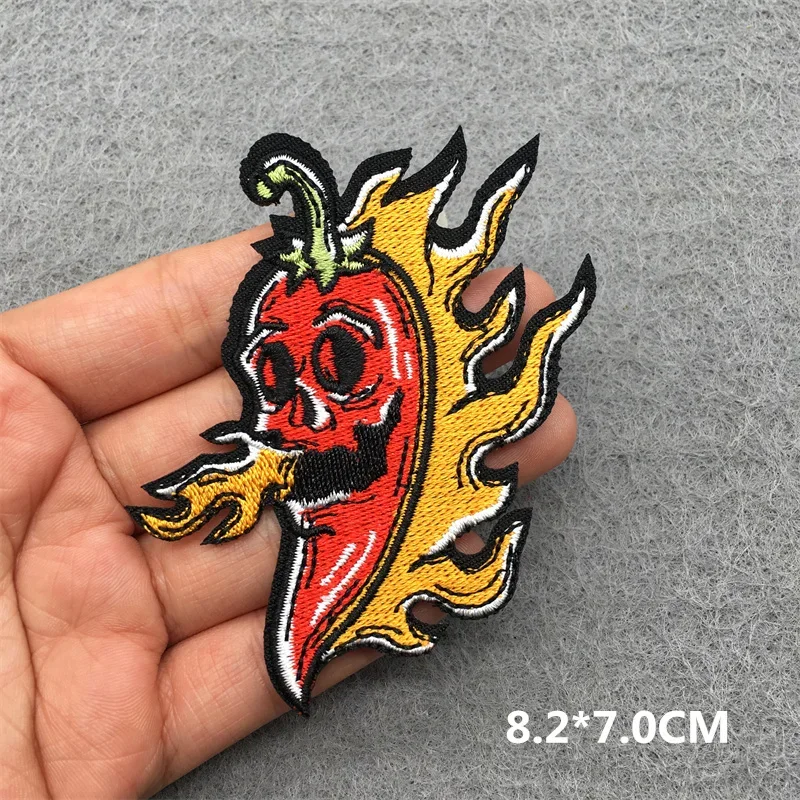 Flame Skull Embroidered Punk Patch