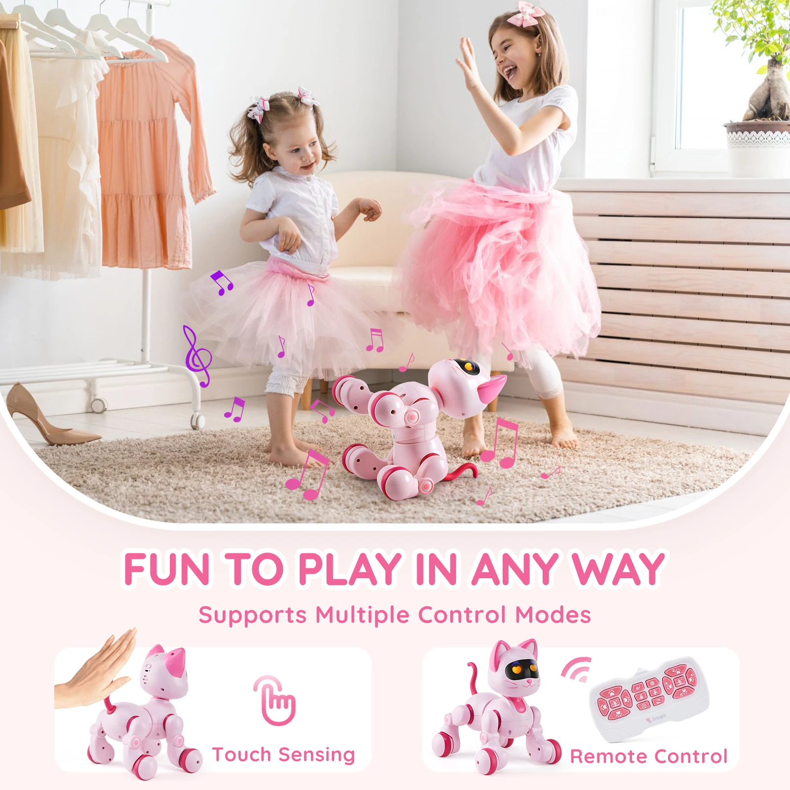 VEVOR Intelligent Remote Control Robot Cat Electronic Stunt Voice Command Programmable Touch-sense Music Song Children's Toys 3