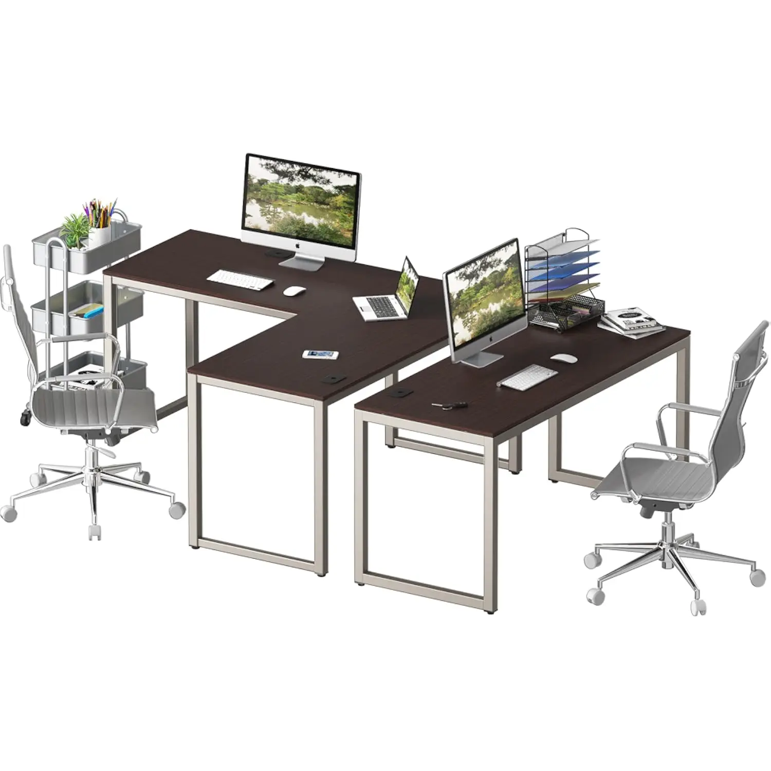 SHW Home Office 55-Inch Large Computer Desk, Espresso 6