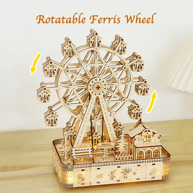3D Wooden Puzzles Led Rotatable Ferris Wheel 6