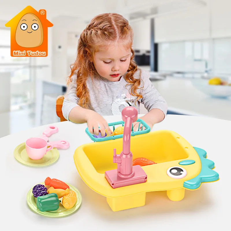 

Kids Pretend Play Kitchen Simulation Electric Dishwasher Sink Toy Role Playing Cooking Wash Dish Educational Toys For Girls Gift