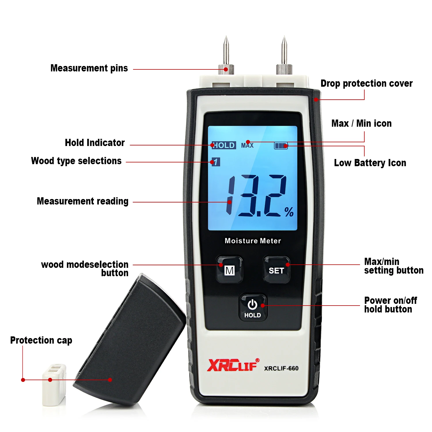 Wood Moisture Meter Handheld Digital for Concrete Woodworking carton Building Material,wood moisture meter
