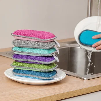 Spugna per lavare i piatti in microfibra Spugna per la pulizia delle pentole per la casa addensata Spugna per la decontaminazione multifunzionale da cucina Blocco per pulire 1