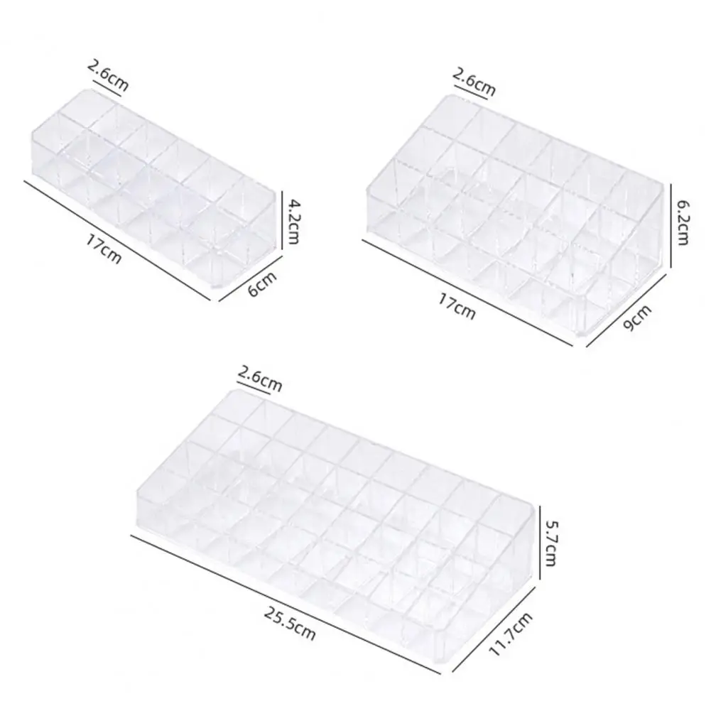 Convenient Plastic Lipstick Storage Box Save Space 12/18/36 Grids Nail Polish Shelf Makeup Lip Gloss Organizer Keep Tidy 6