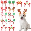 New Pet Cartoon Christmas Head Button Hair Band Party Gift Reindeer Antlers Snowman Sprung Headband Cat Dog Christmas Decoration