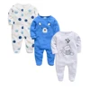 Kavkas 3 Pcs/lot Baby Boy Rompers 0-12M 100% Cotton Newborn Long Sleeve Clothes Cartoon Print Girls Items