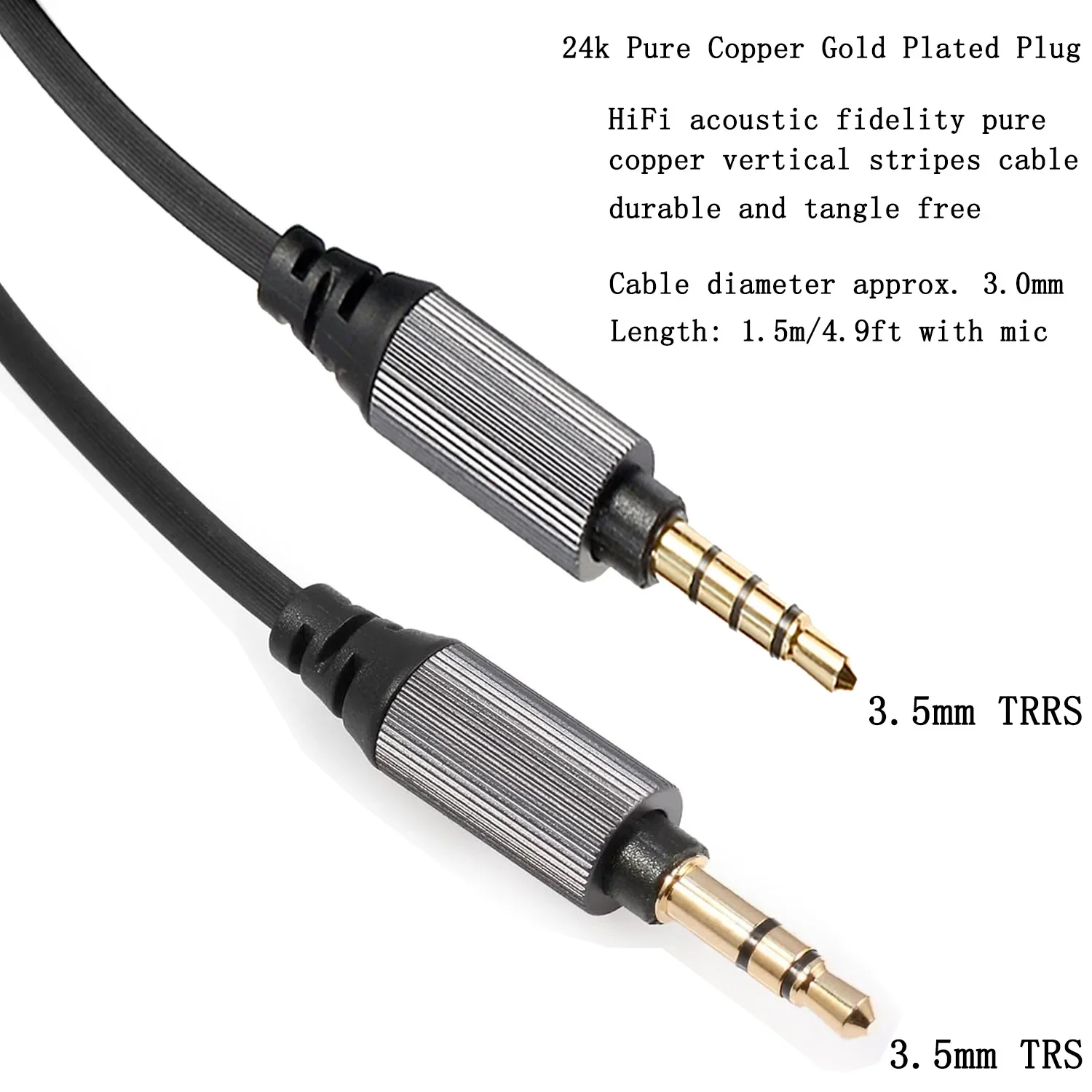 Compatible with Sony WH-1000XM5, XM4, XM3,XM2,MDR-100AAP, MDR-1ABP, MDR-1AM2, MDR-H600A, MDR7520 headphone audio cable