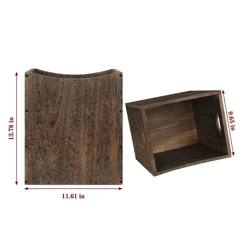 

Gallon Rustic Wood Trash Can Wastebasket with Handles, Brown