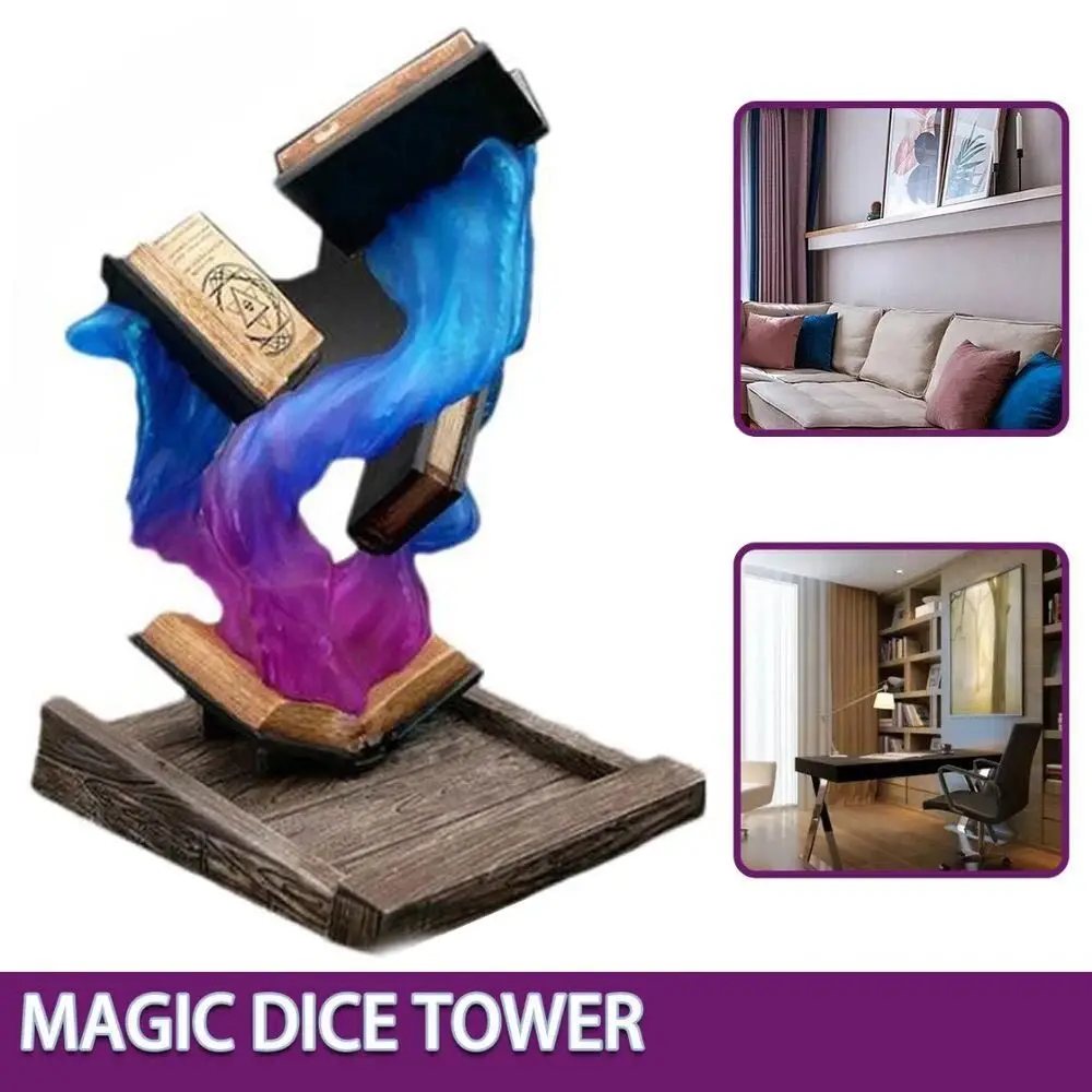 Description Picture 2 of itemDelicate Kid Gift For RPG & DND Player Home Decor Book Dice Tower Resin Sculpture Magic Dice Tower Statue Decor