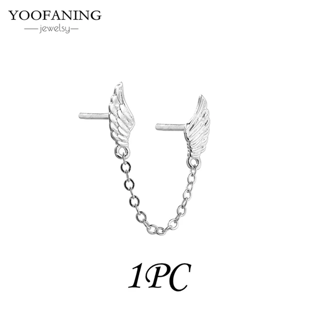 YUXINTOME 1 PC 925 en argent Sterling aiguille d'oreille coloré Zircon chaîne gland boucles d'oreilles pour les femmes deux trous boucle d'oreille bijoux A45