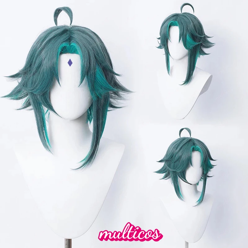 

High Quality Genshin Impact Cosplay Wig Xiao Wigs Dark Blue Light Blue Heat Resistant Hair Anime Game Role Play Wigs + Wig Cap