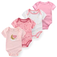 4Pieces Cotton Newborn Bodysuit Print Baby Girl Clothes 0-12M Cartoon Baby Boy Clothes Summer Short Sleeve Romper Bebes 5