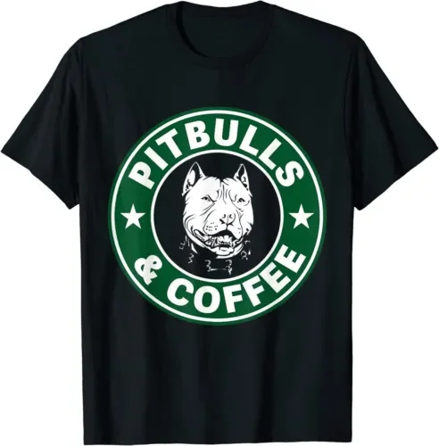 Nuova Maglietta Limitata Pitbull E Caffè A Maniche Lunghe O Corte