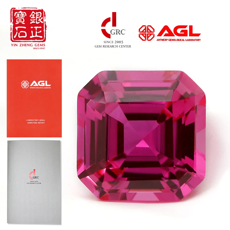 YinZheng Flame Melted Pink Sapphire Asscher Cut for Jewelry Making Cultivate Pink Sapphire loose gemstones