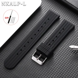 Deluxe Waterproof Silicone Waffle Watch Band - Soft & Stylish Replacement Strap - 22mm (Black)