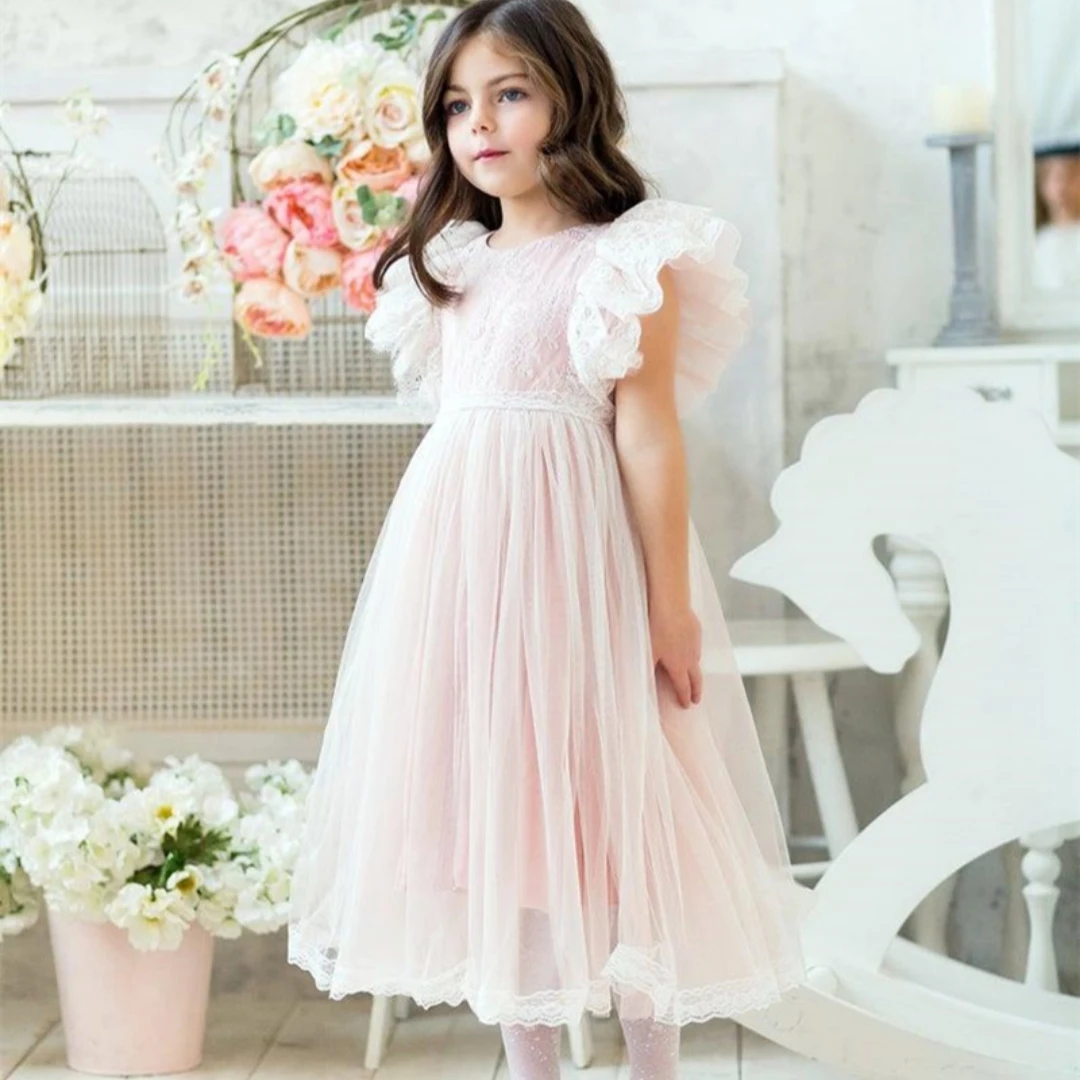 

Flower Girl Dresses Tulle Applique For Weddings Luxury Kids Evening Pageant Ball Gown For Girl First Holy Communion Dresses