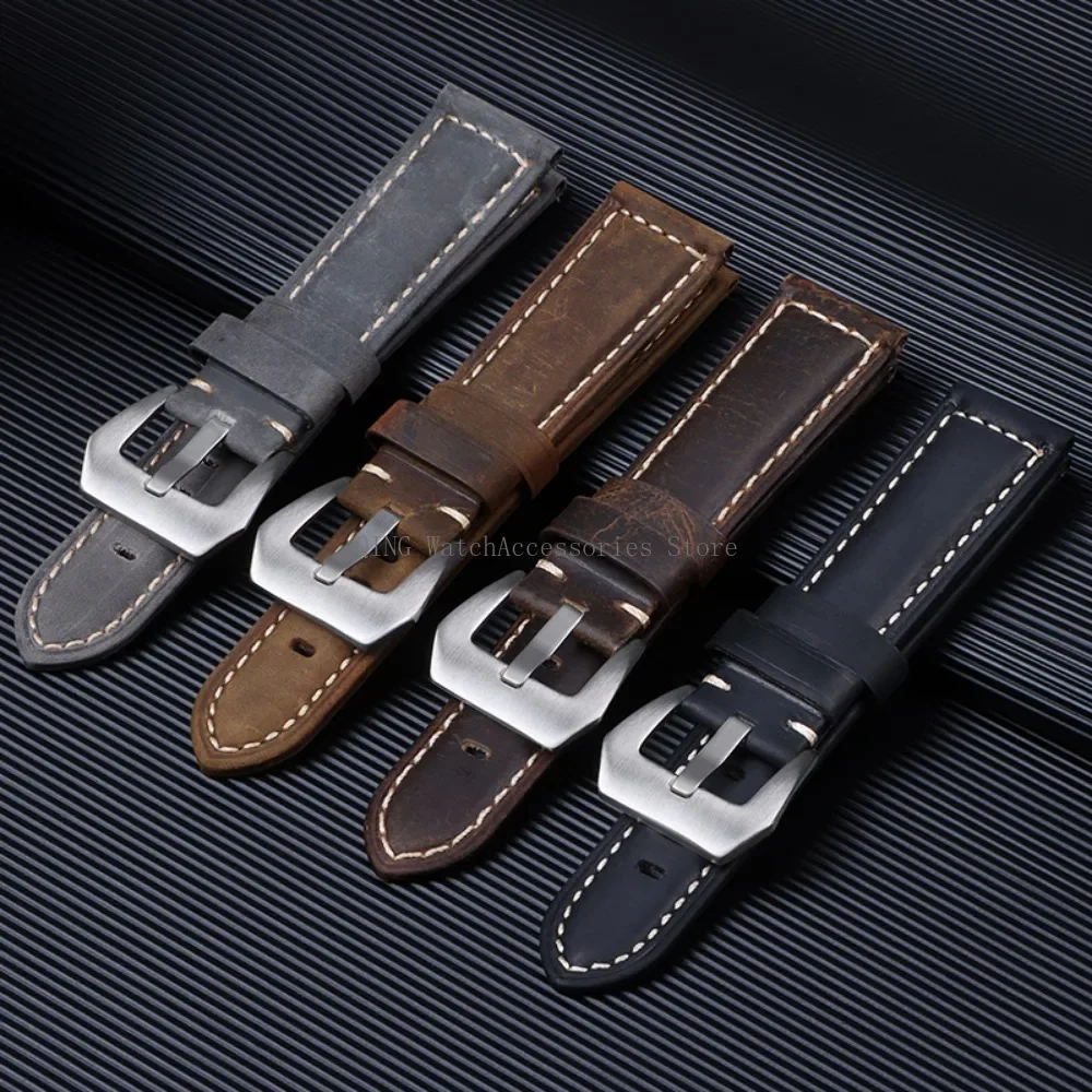 Cowhide Crazy Horse Leather Sport Bracelet - Unisex Business Watch Band & Soft Wristband