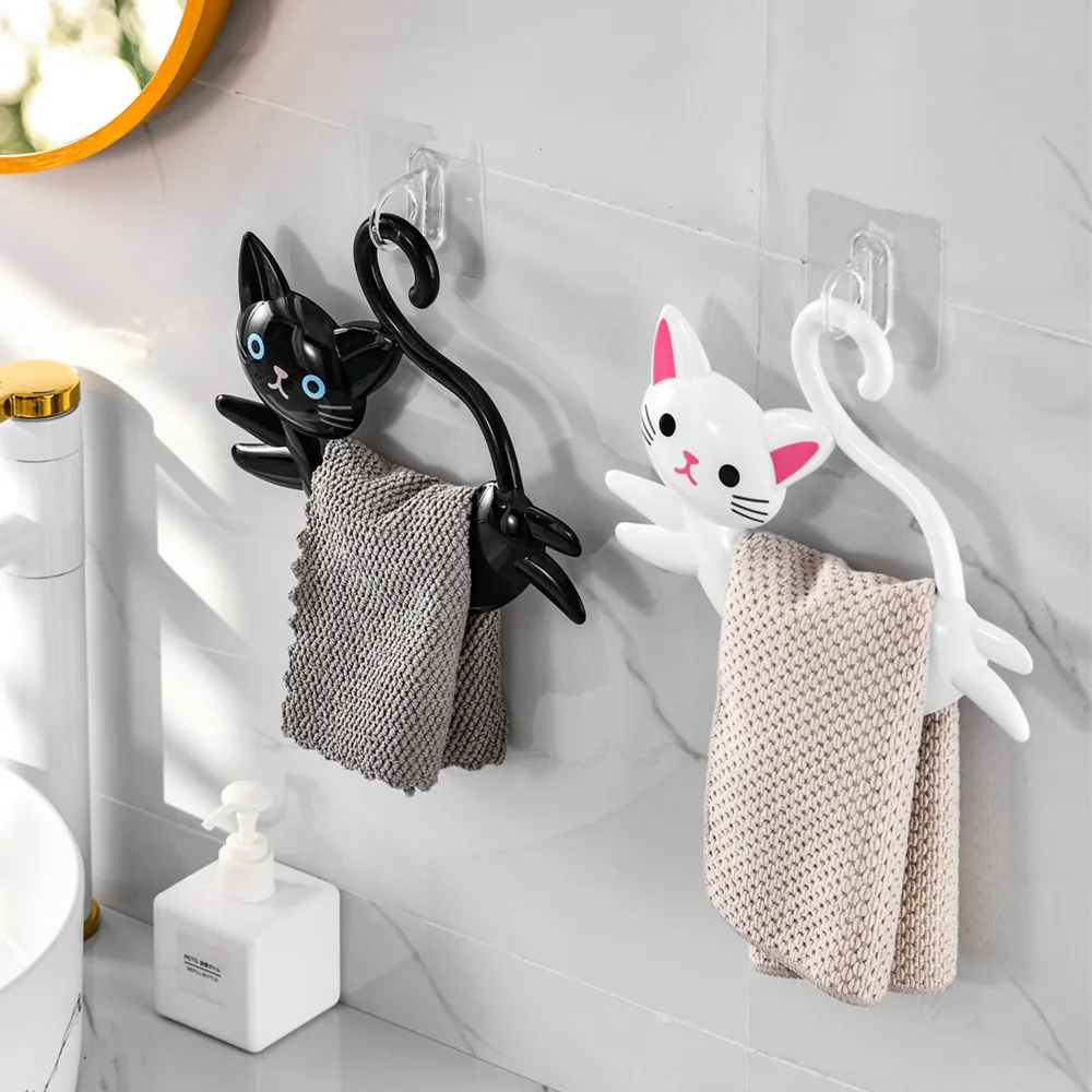 Hanging towel rack bathroom no punching hanging rod ring cute cartoon bathroom wash towel children and babies 1pcs
