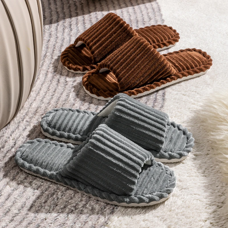 Men's open Toed Slippers Autumn and Winter Indoor Anti slip Breathable Bedroom Silent Couple's home Shoes for Srping and Autunm — view 4