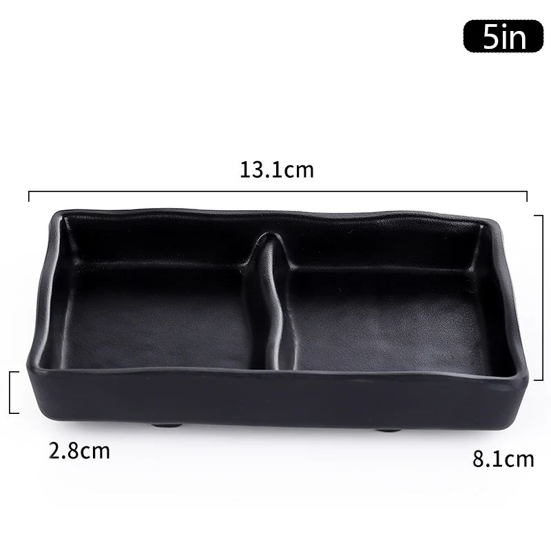 Black Melamine Japanese Style Multi Grid Flavor Plate Barbecue Dipping Plate Black Two/three Grid Soy Sauce Dish Snack Bowl