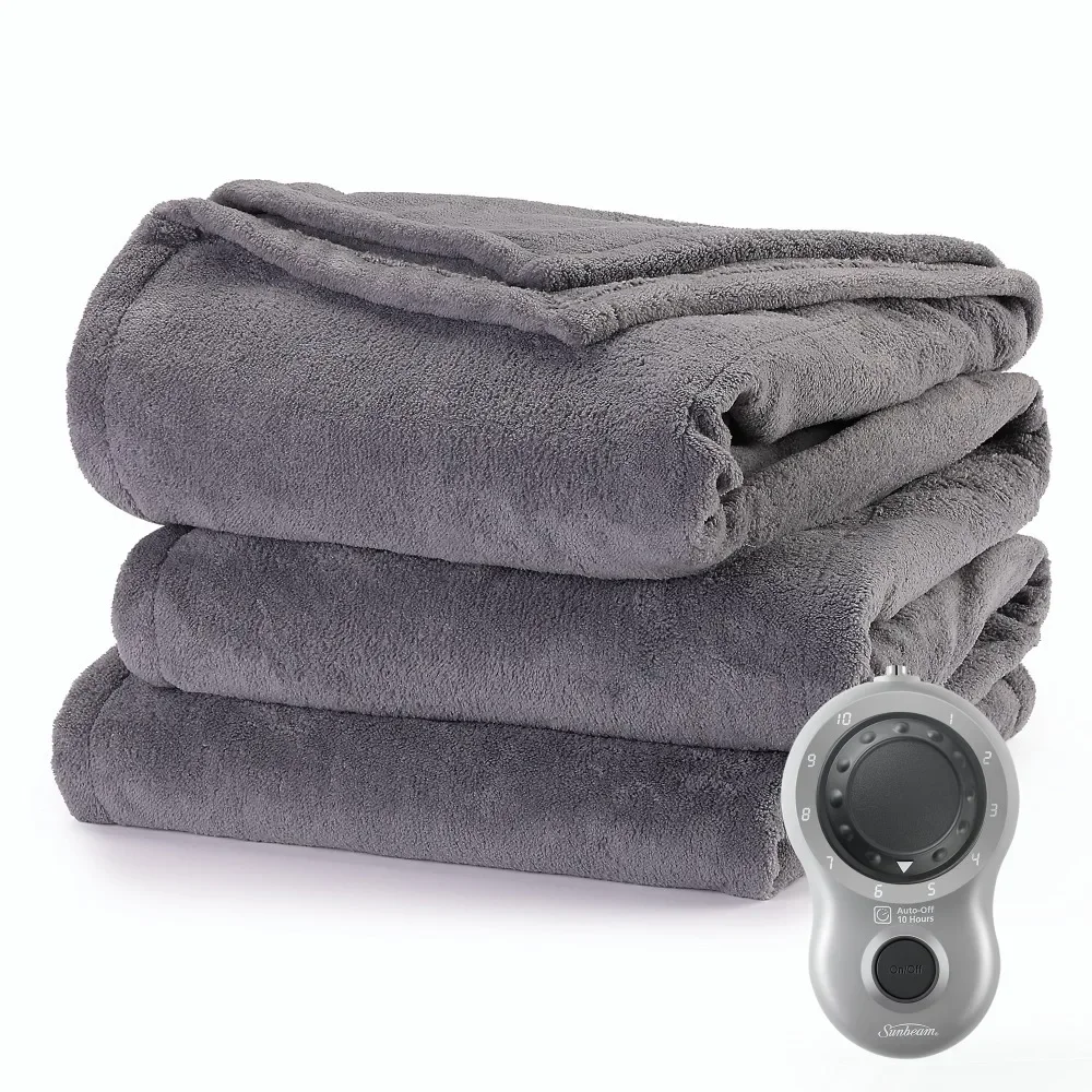 

SUNBEAM Heated Electric Blanket, Bedding, Full, Microplush, Ultimate Grey Machine Washable