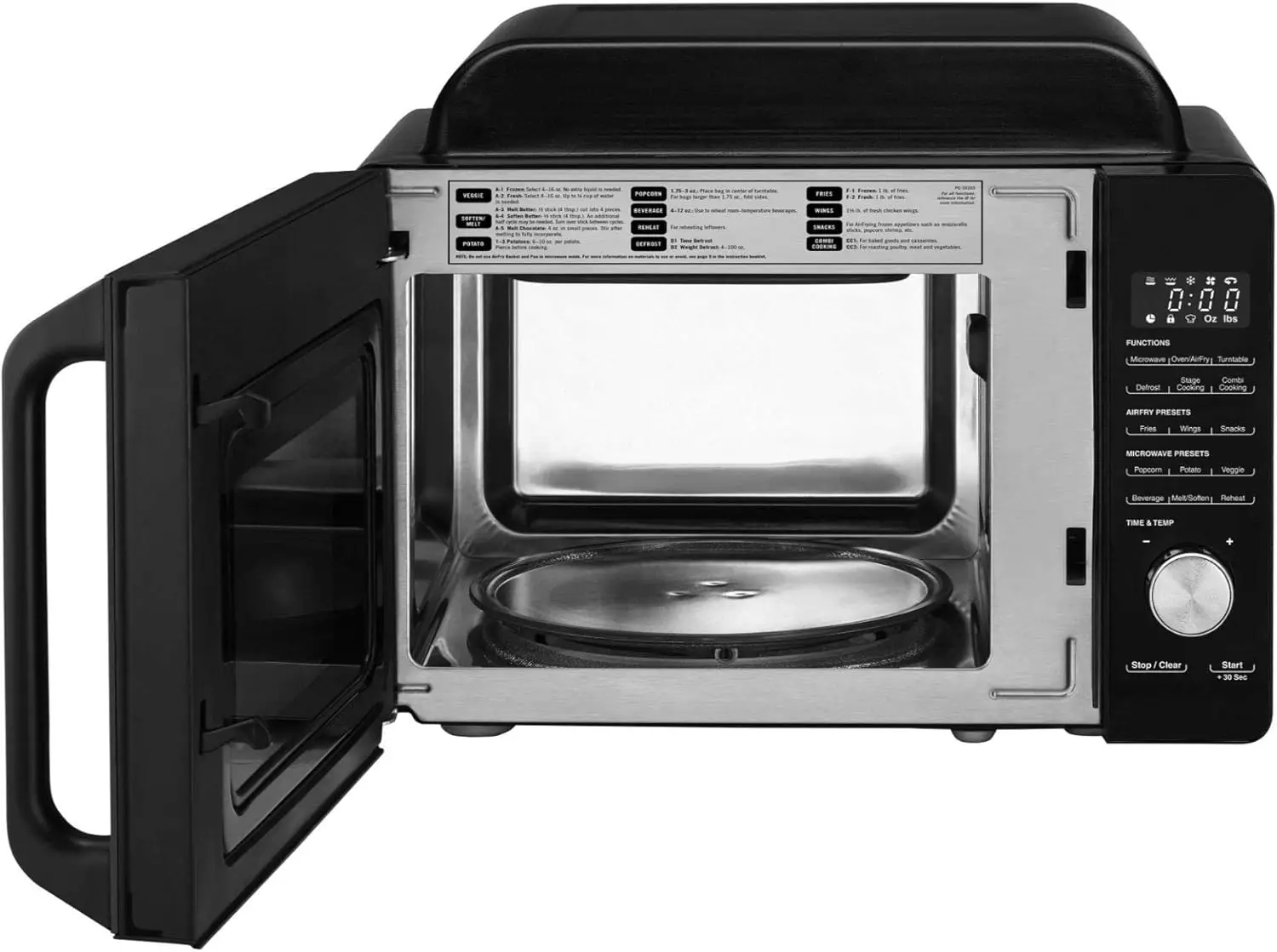 Countertop AMW-60 3-in-1 Microwave Airfryer Oven, Black，Microwave Functions: Preset Microwave Options, 11 Power Levels (0-10) 3