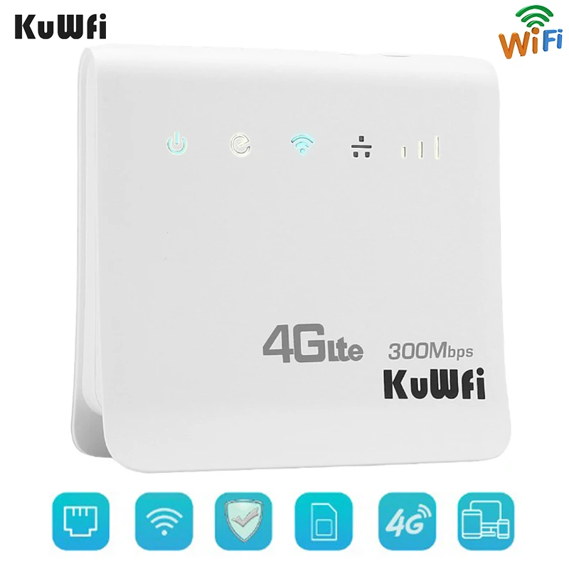 Enrutador KuWFi 300Mbps Enrutador 4G LTE CPE Enrutador inalámbrico para  interiores WiFi Enrutador inalámbrico de 2.4GHz Hotspot con puerto LAN  Ranura para tarjeta SIM|lte cpe|4g lte router wifimobile lte router -  AliExpress