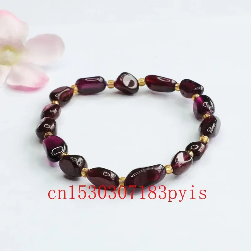 

Natural Garnet Bracelet Bangle Elastic Fashion Fine Jewelry Crystal Personalized Charm Amulet Gifts for Women Men Couple Luxury