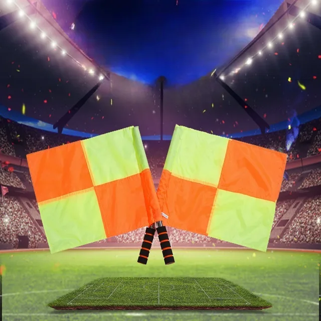 Football Generous Grid Border Referee Flag Tournament Patrol Referee Flag Non Knotted Hand Flag Offside Flag Football Supplies