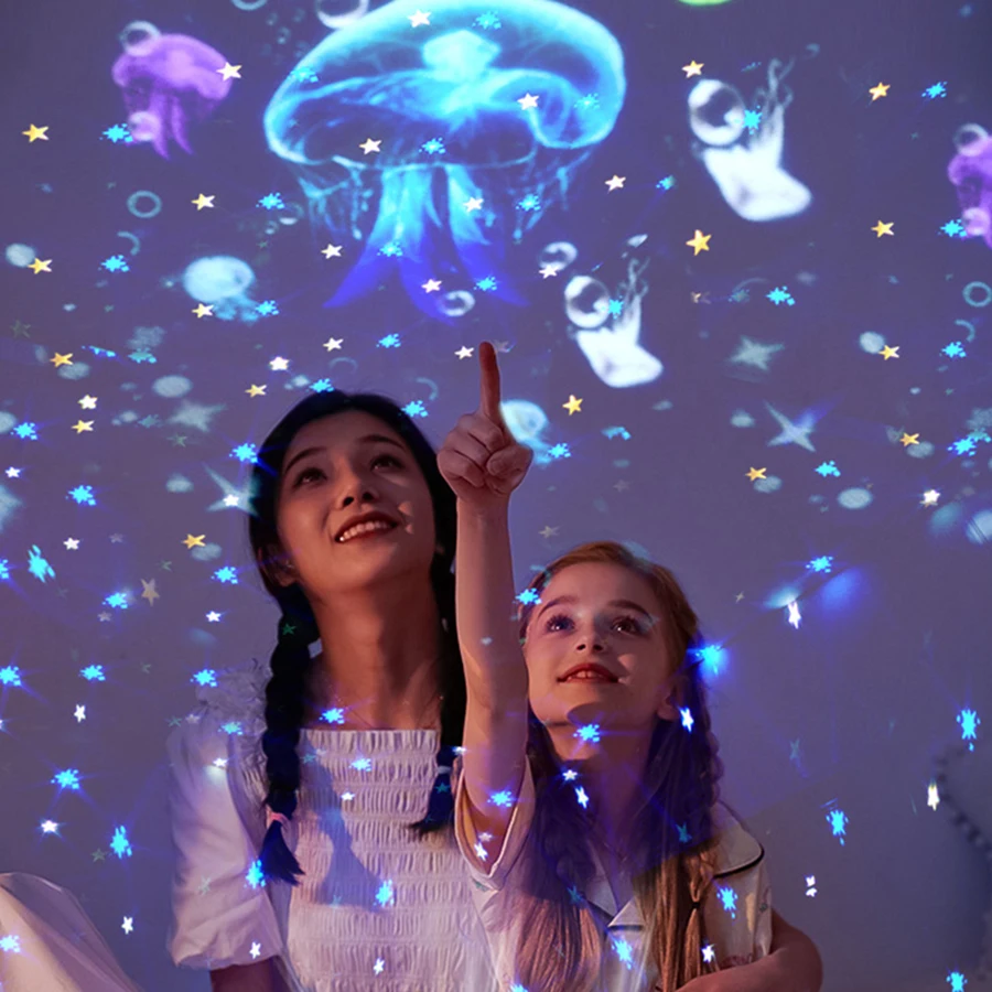 Galaxy Dynamic 360 Degrees Ocean Star Sky Starry Constellation Projector Night Light Home Decoration For Kids Baby Gift